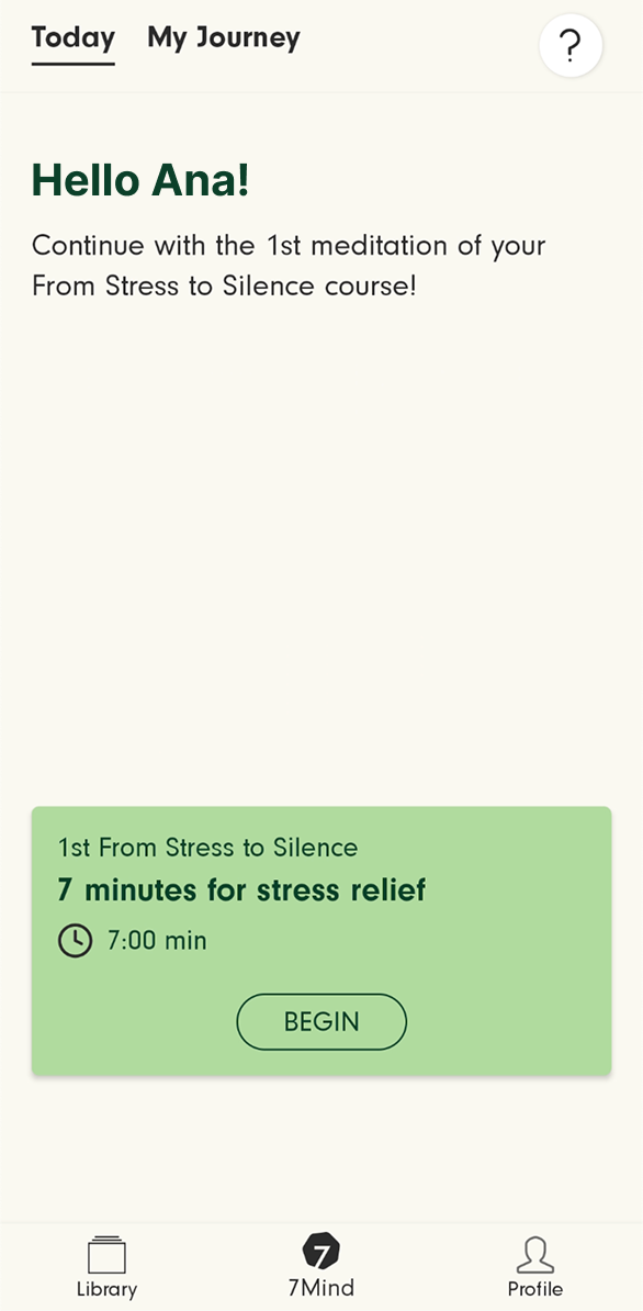 Home screen: only one entry point (continue prior course), no other intent-based paths